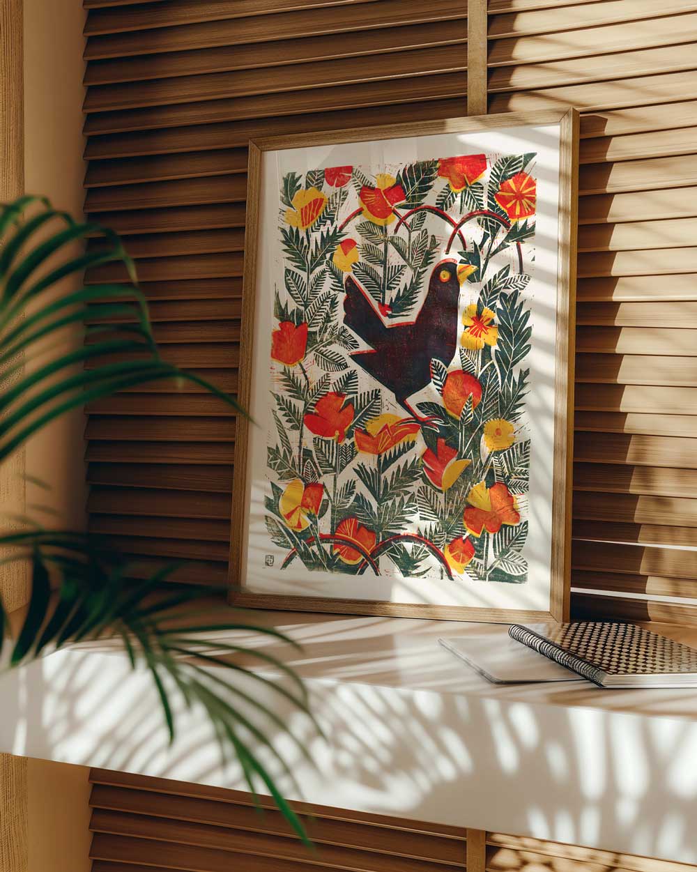 Black Bird In The Garden Art Print