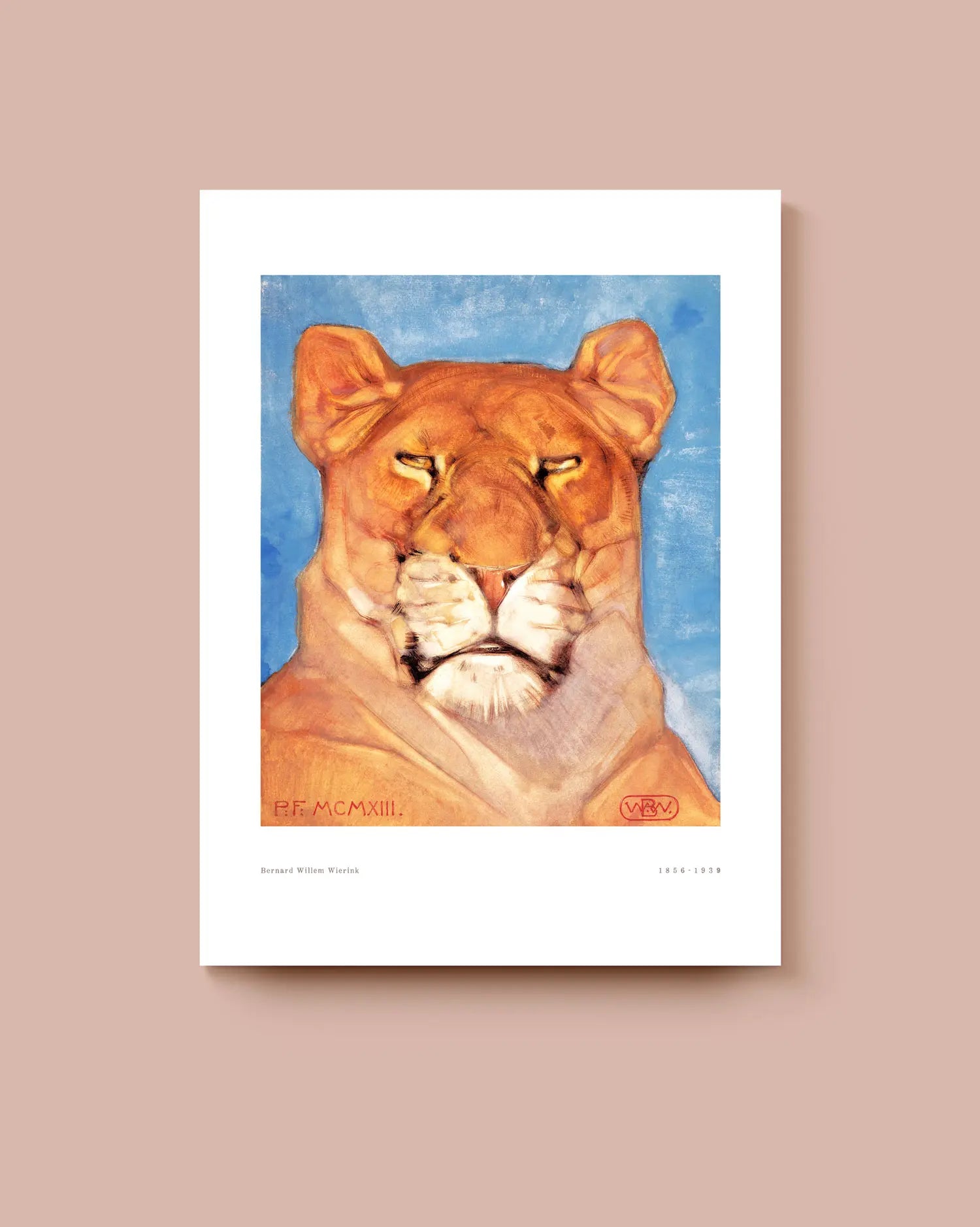 Art print of a lioness with a white border. * Unframed print