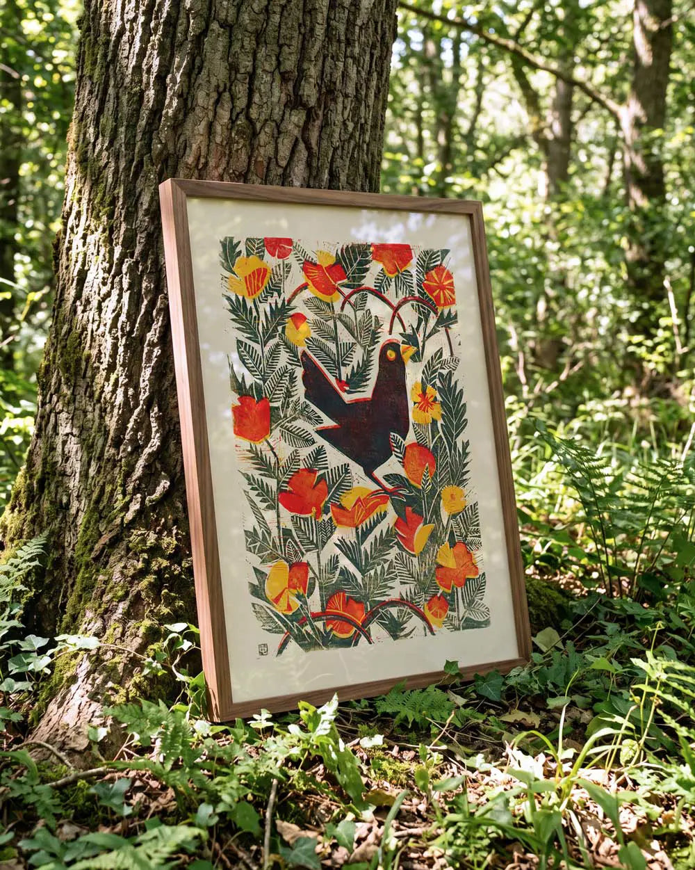 Black Bird in the Garden Art Print