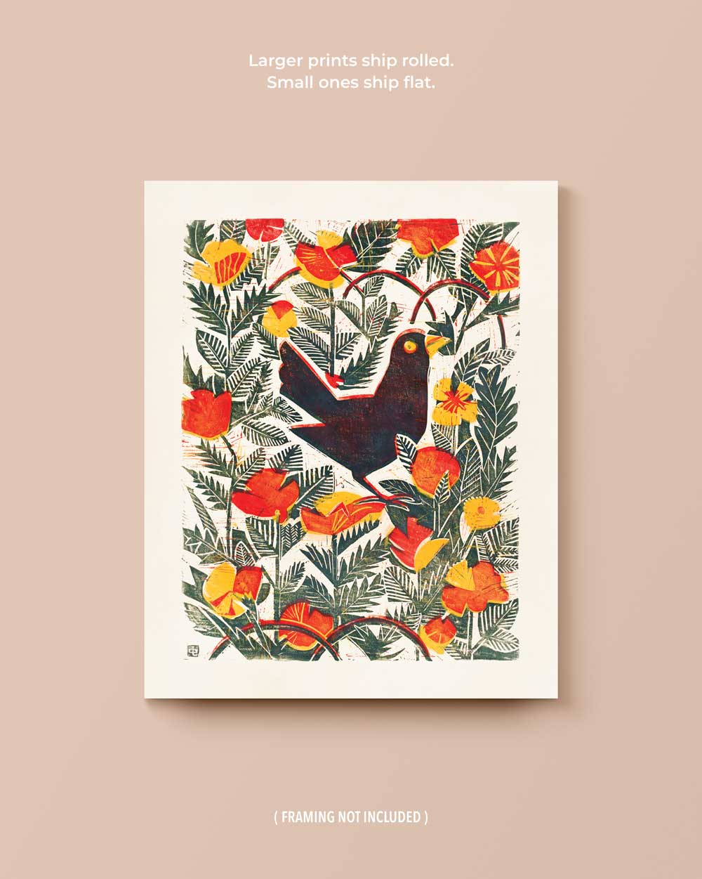 Black Bird In The Garden Art Print