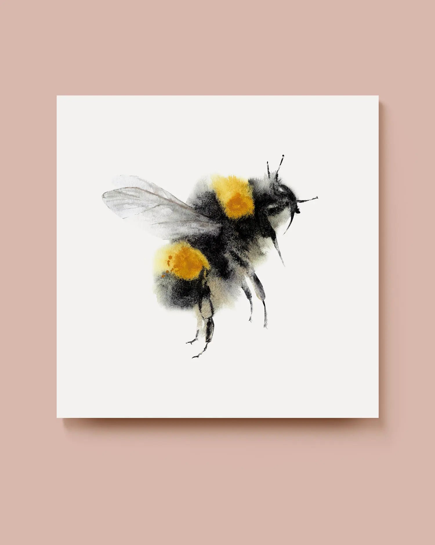 Art print with a watercolor painting of a bumble bee on a white background. * Unframed print