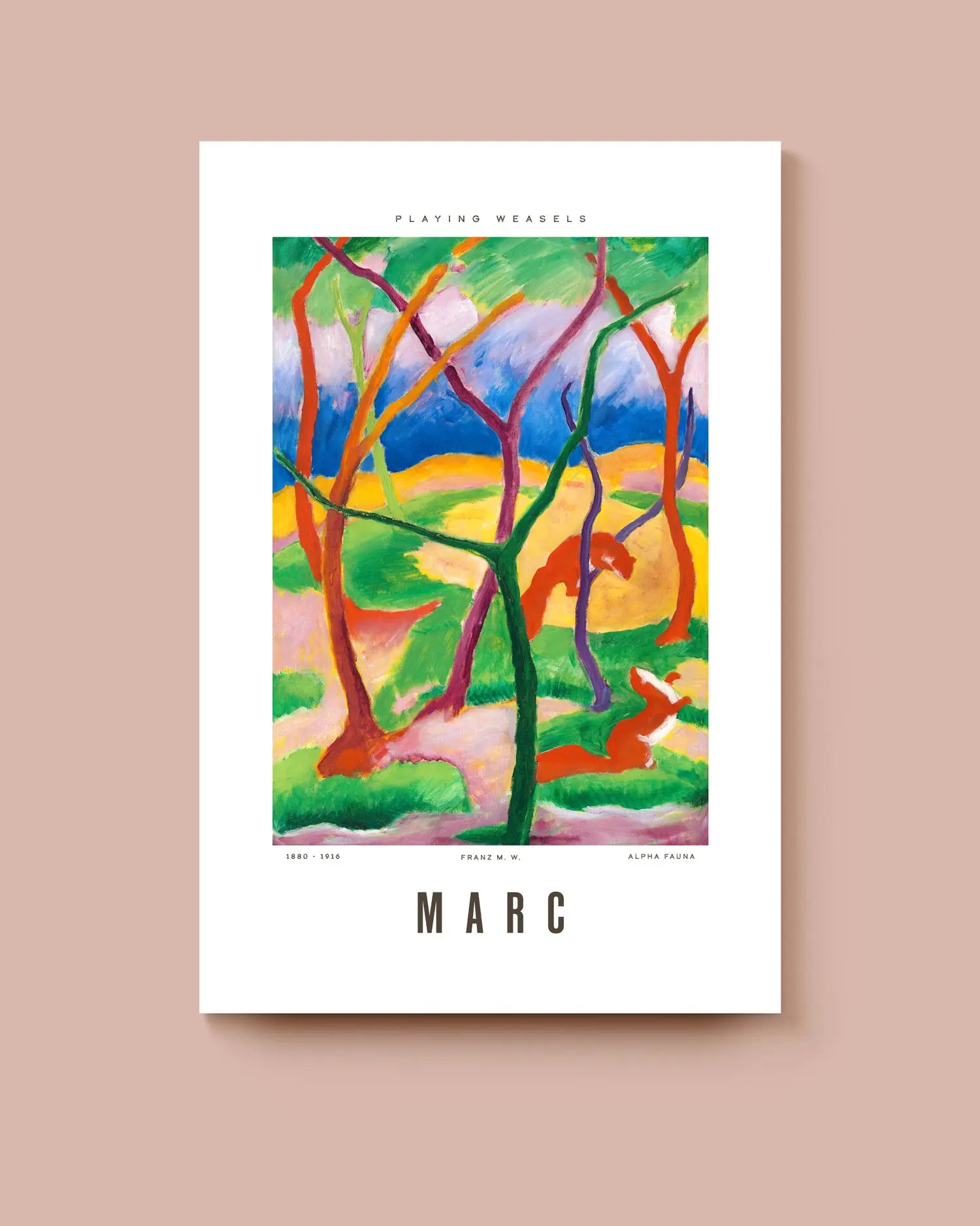 Poster with colorful abstract design and 'MARC' typography on a beige background * Unframed print
