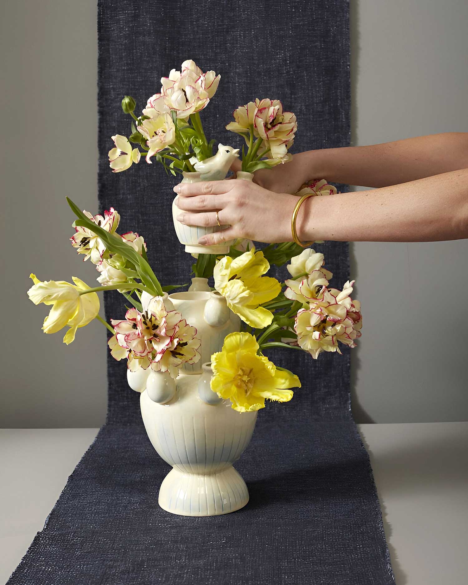 Stackable Vases getting filled with flowers